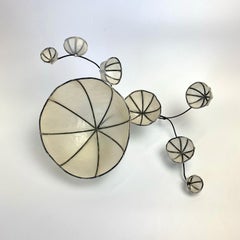 Cups "G" - Japanese Paper and Brass, Abstract Wall Sculpture