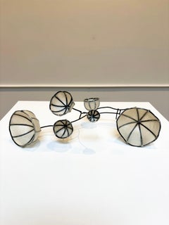 Cups "H" - Japanese Paper and Brass, Abstract Wall Sculpture