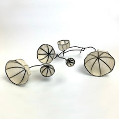 Cups "H" - Japanese Paper and Brass, Abstract Wall Sculpture