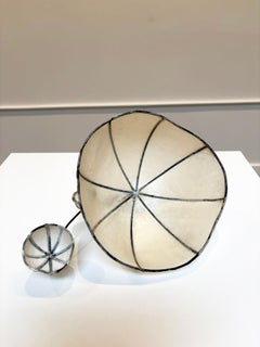 Cups "J" - Japanese paper and brass, abstract wall sculpture