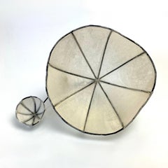 Cups "J" - Japanese paper and brass, abstract wall sculpture