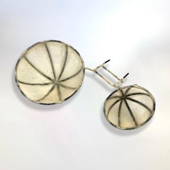 Cups "K" -  Japanese Paper and Brass, Abstract Wall Sculpture