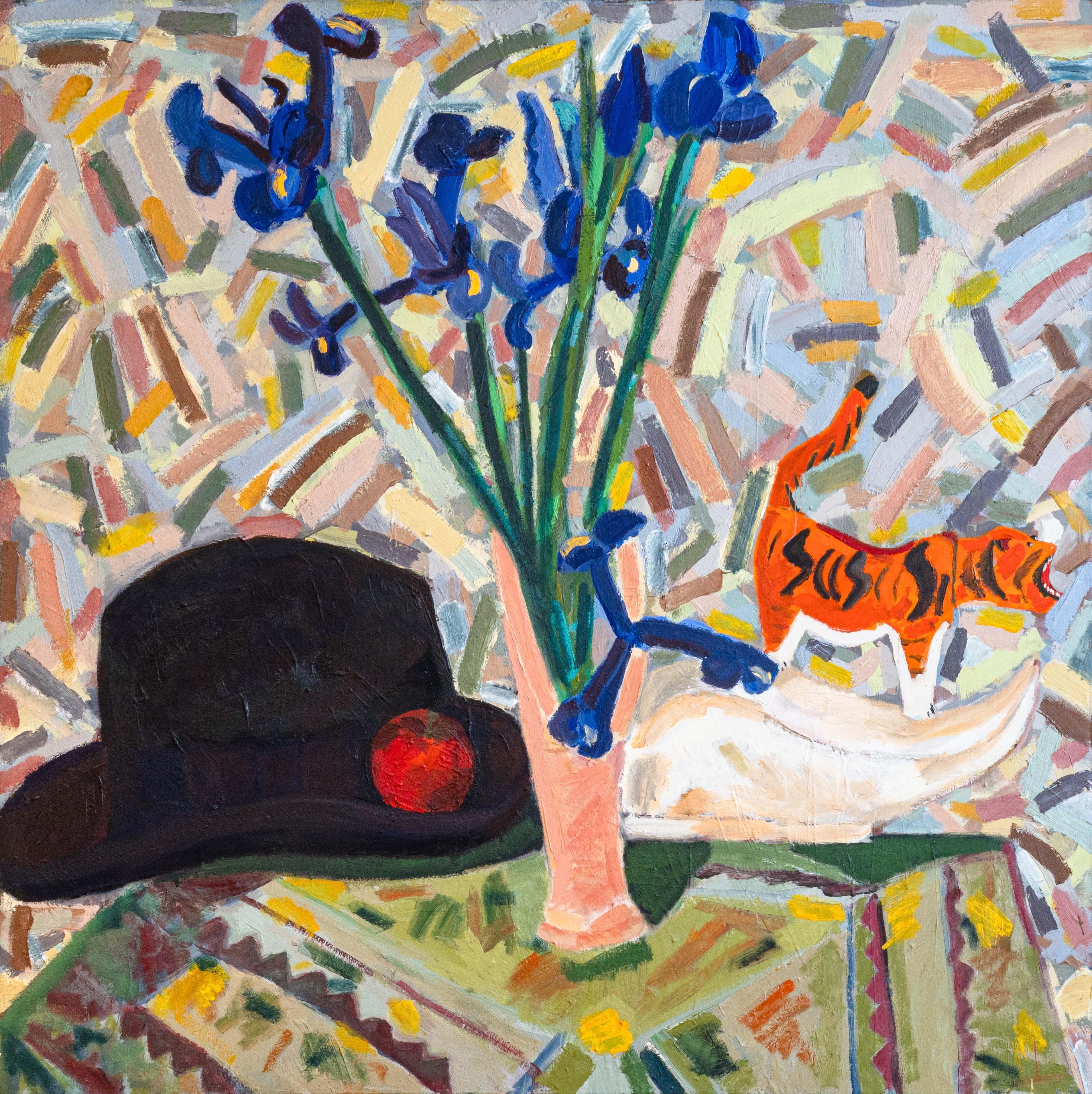 American Nancy Mitchnick Signed Postmodern Still Life Oil Painting on Canvas Framed 1980
