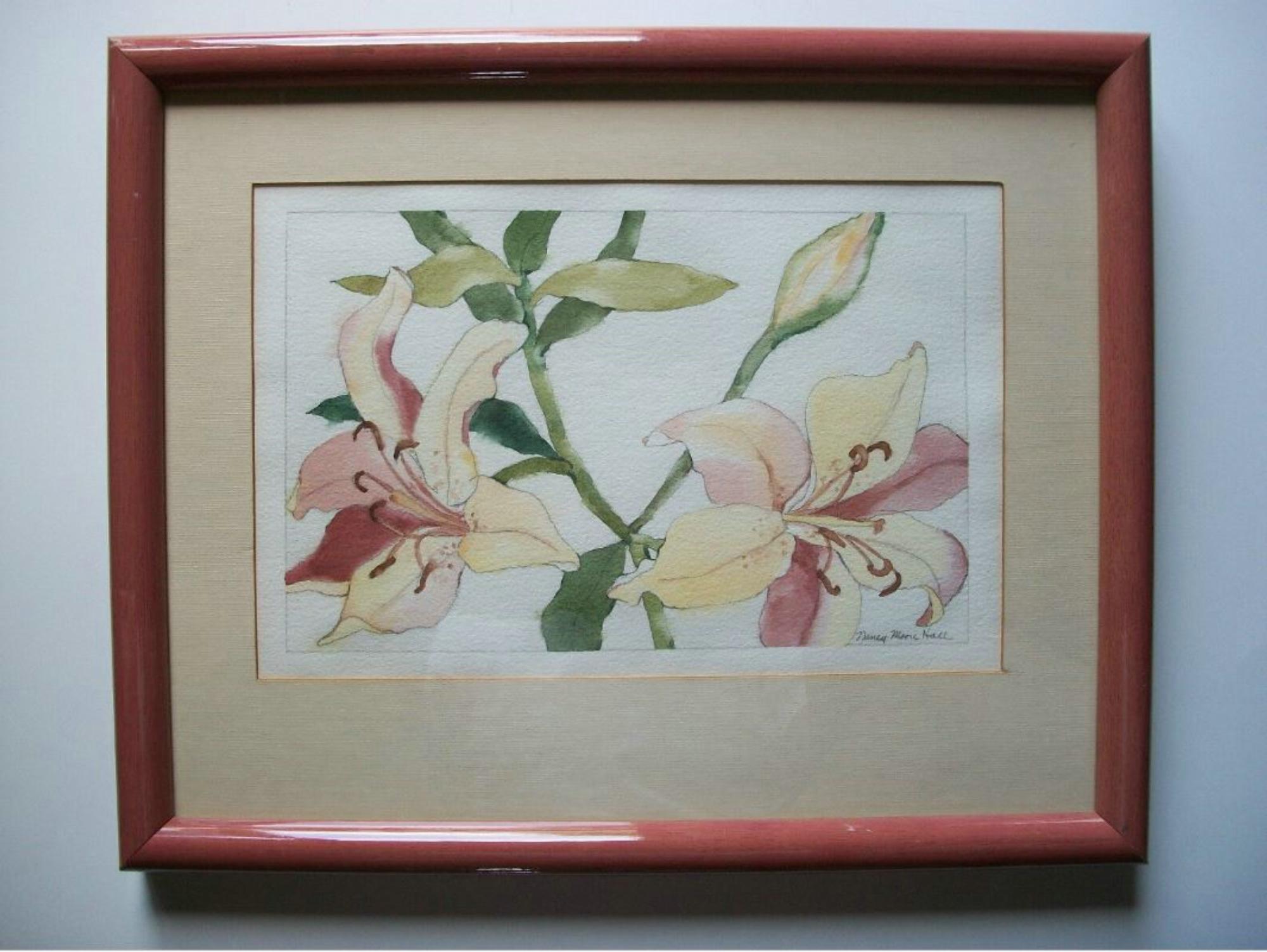 NANCY MOORE HALL – botanisches Aquarellgemälde über Graphit – ca. 1980er Jahre (Moderne) im Angebot