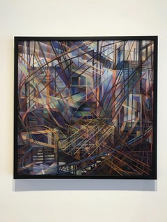 Contemporary Abstract Painting, Oil on Canvas Mounted on Panel, Framed