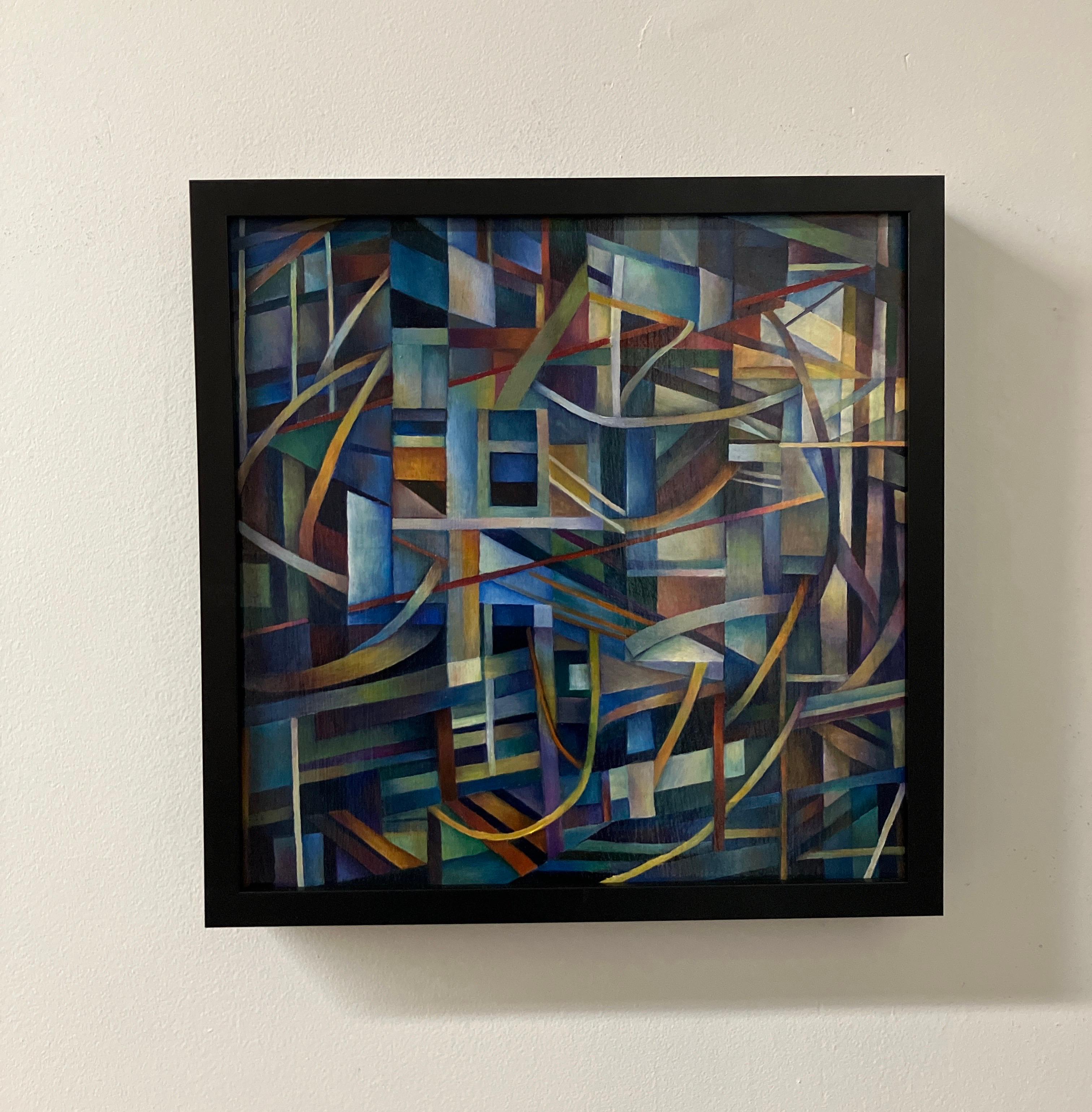 Peinture à l'huile contemporaine sur toile, montée sur panneau, encadrée, architecture - Painting de Nancy Newman Rice