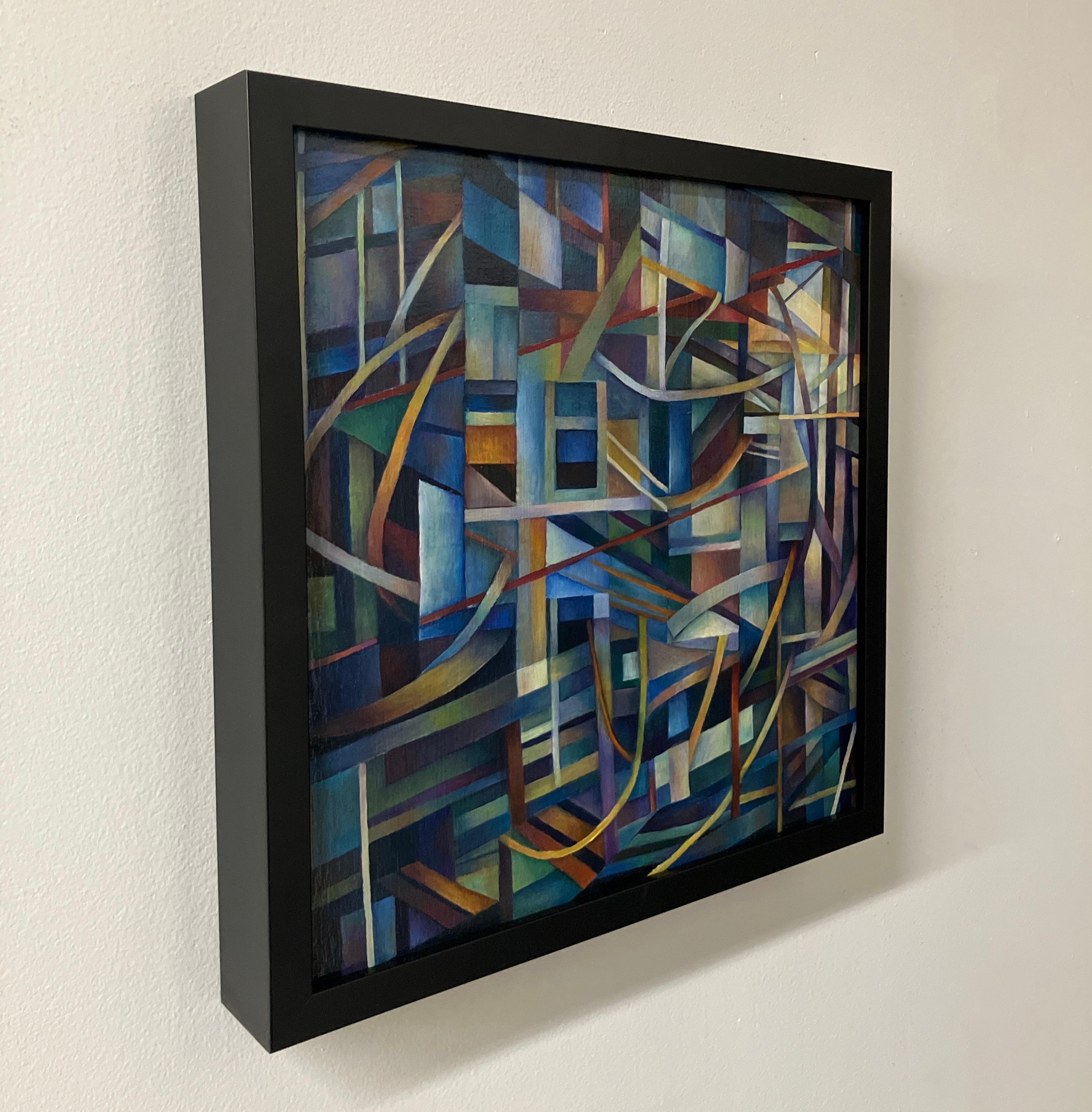 Peinture à l'huile contemporaine sur toile, montée sur panneau, encadrée, architecture - Contemporain Painting par Nancy Newman Rice