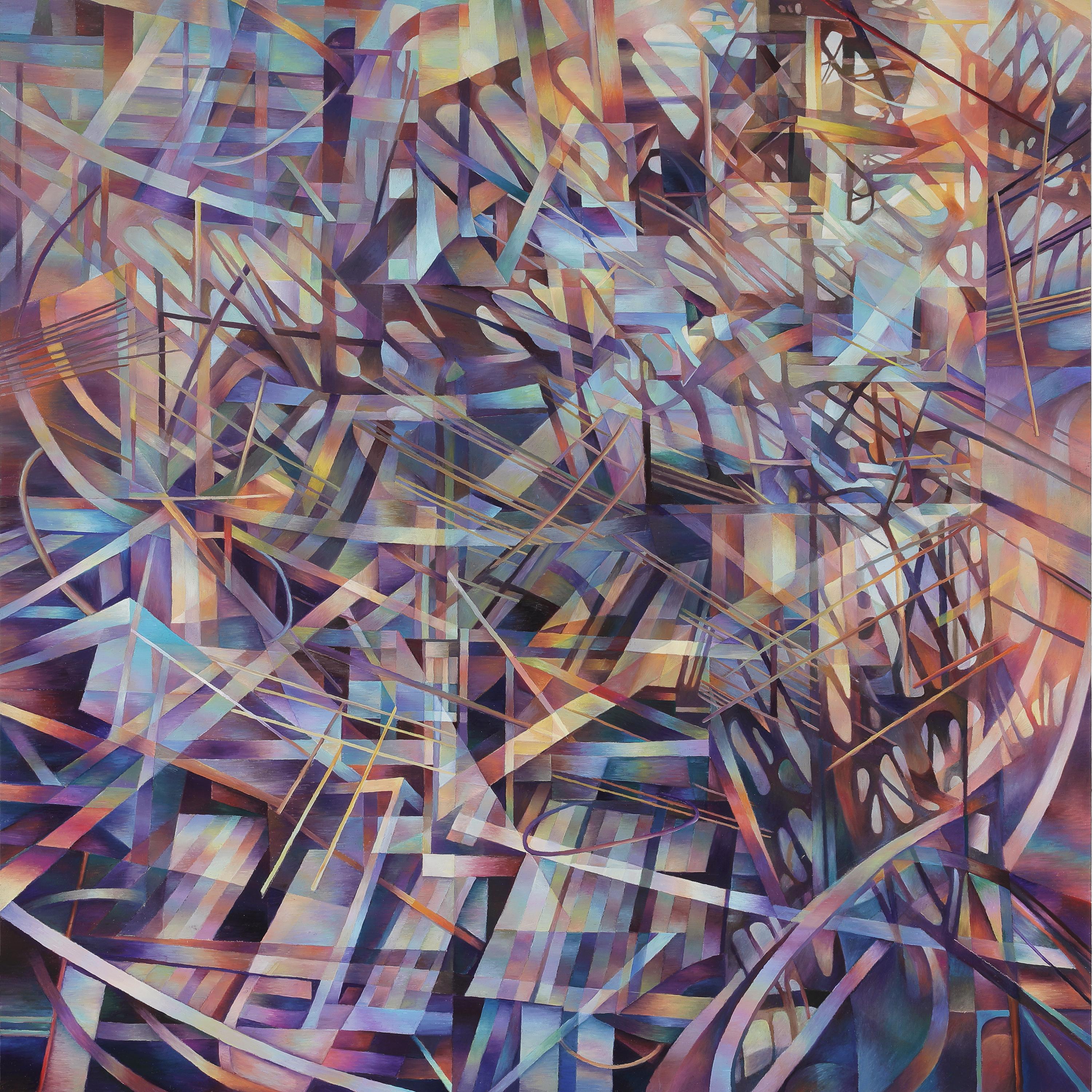 "Covid Chaos", Zeitgenössisch, Ölgemälde, auf Tafel, Gerahmt, Geometrisch, Abstrakt