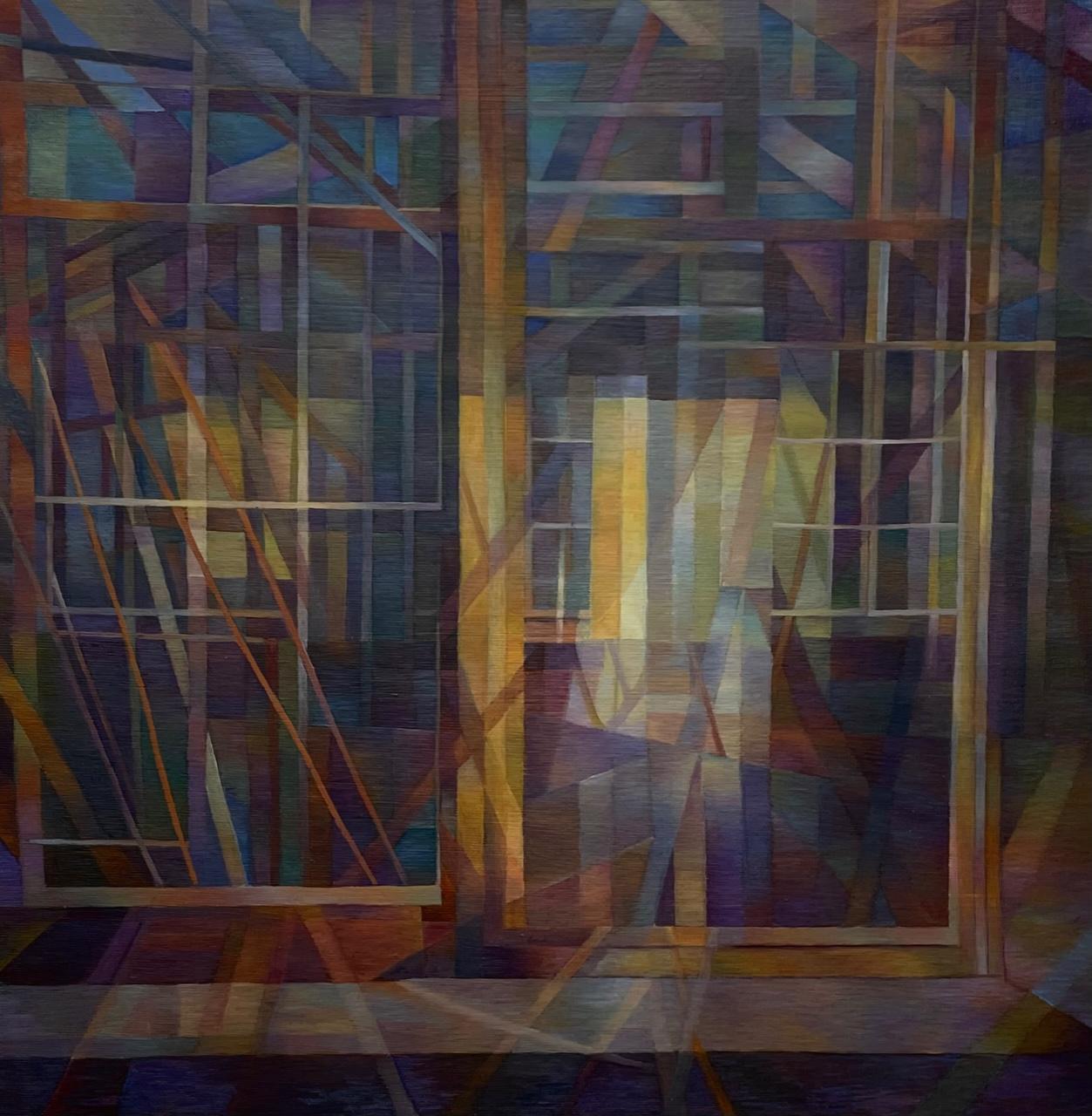 "The Window", Contemporain, Abstrait, Peinture à l'huile, Toile sur panneau, Encadré - Painting de Nancy Newman Rice