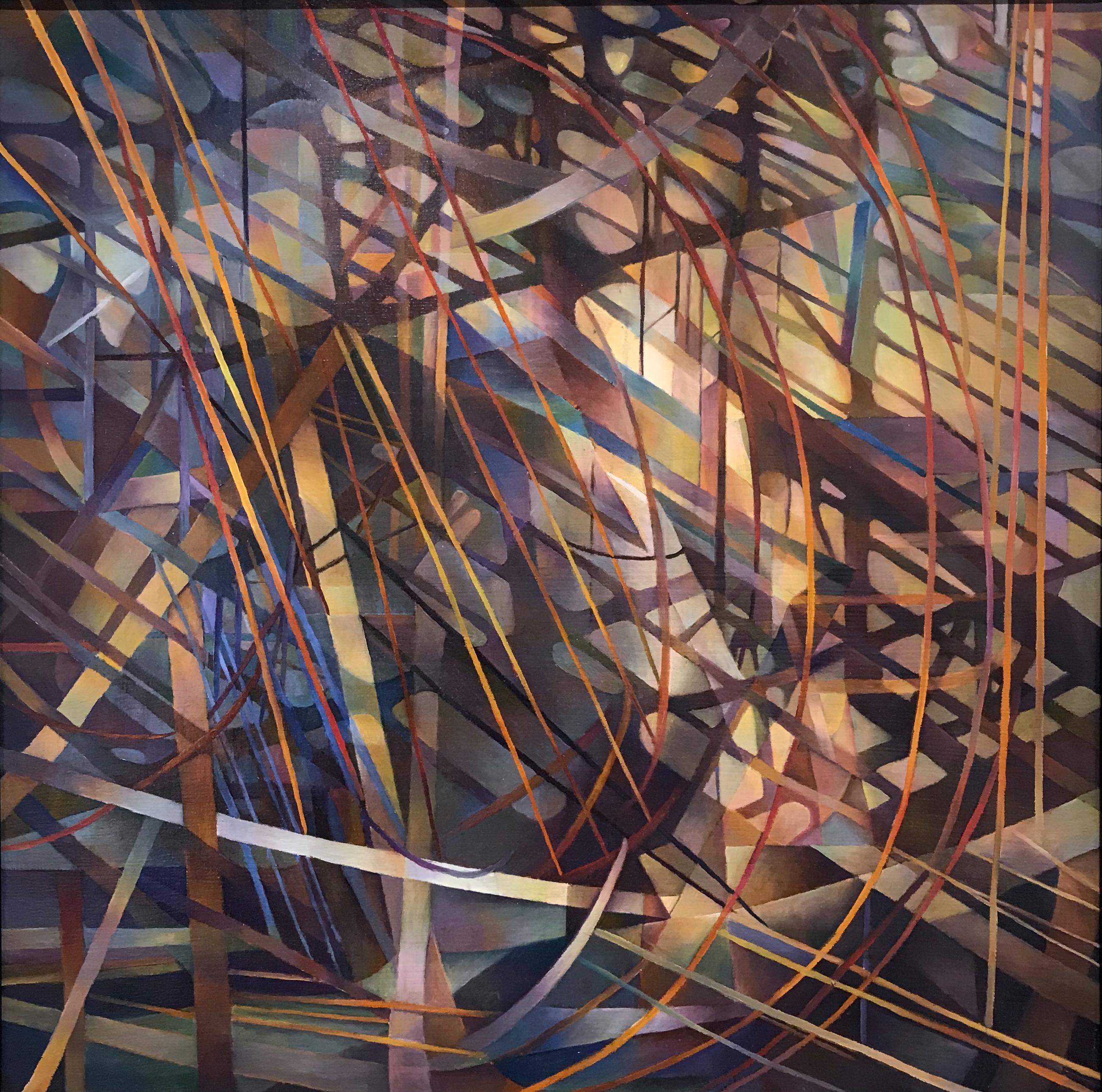 "Diagonal Light", Contemporain, Peinture à l'huile, Géométrique, Abstraction, Encadré - Painting de Nancy Newman Rice
