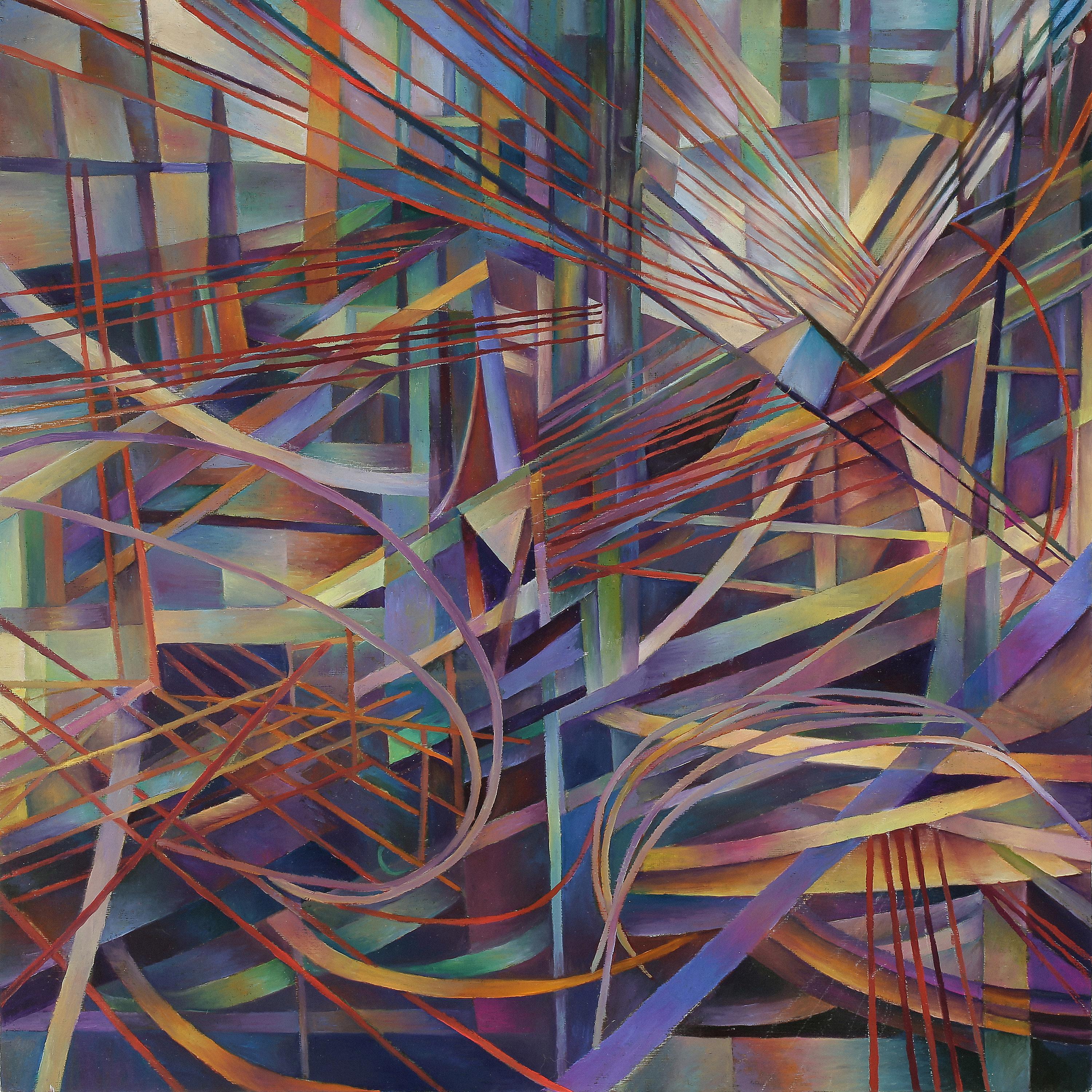 Abstract Painting di Nancy Newman Rice - "Uscita rapida", Contemporaneo, Incorniciato, Astratto, Olio, Pittura, Tela, Pannello