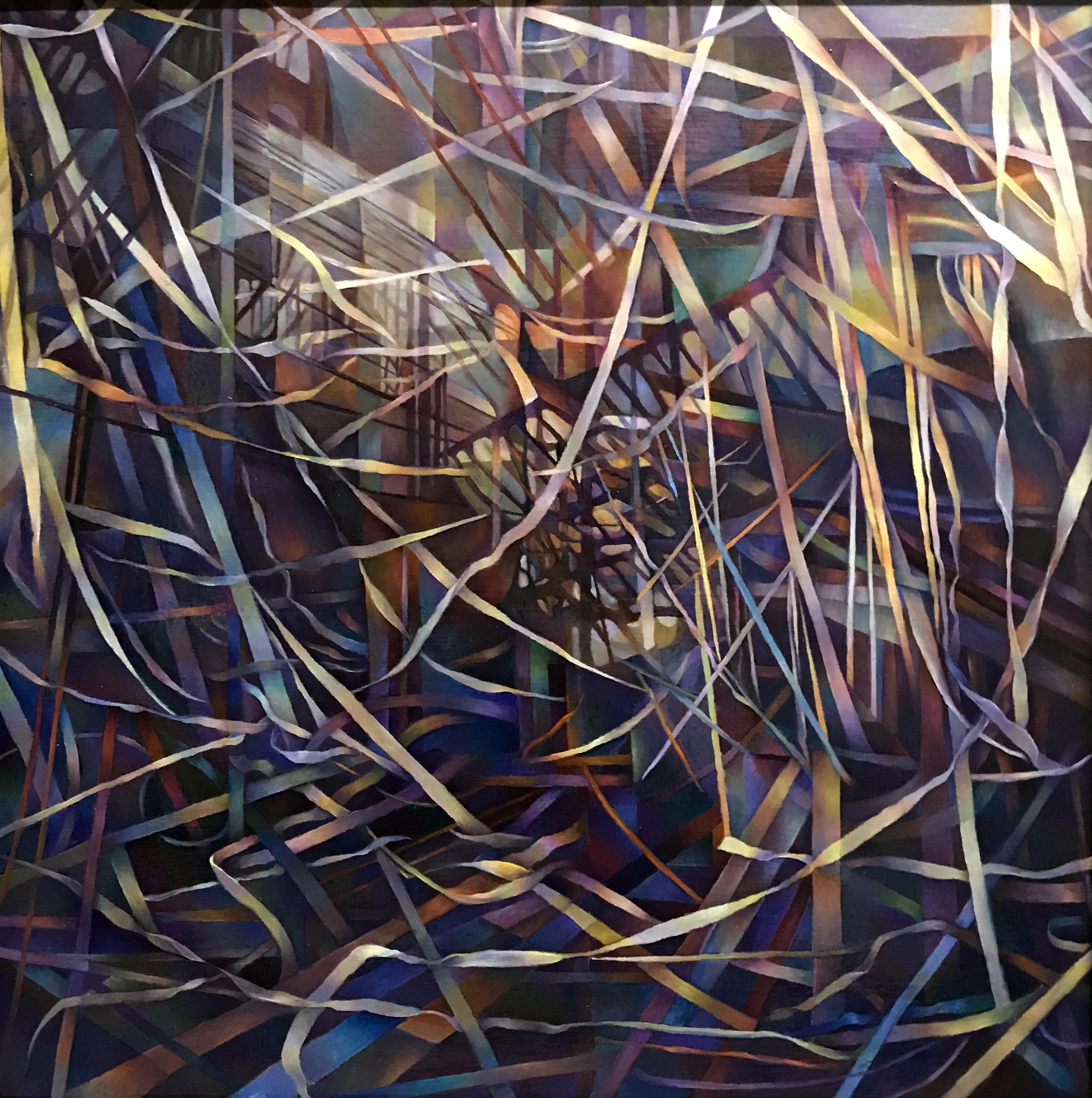"Ribbons and Ruins",  Contemporary, Abstract, Oil Painting, on Canvas, Framed