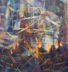 "Kleine Feuer 1", Contemporary, Abstrakt, Geometrisch, Ölgemälde, Leinwand, Karton