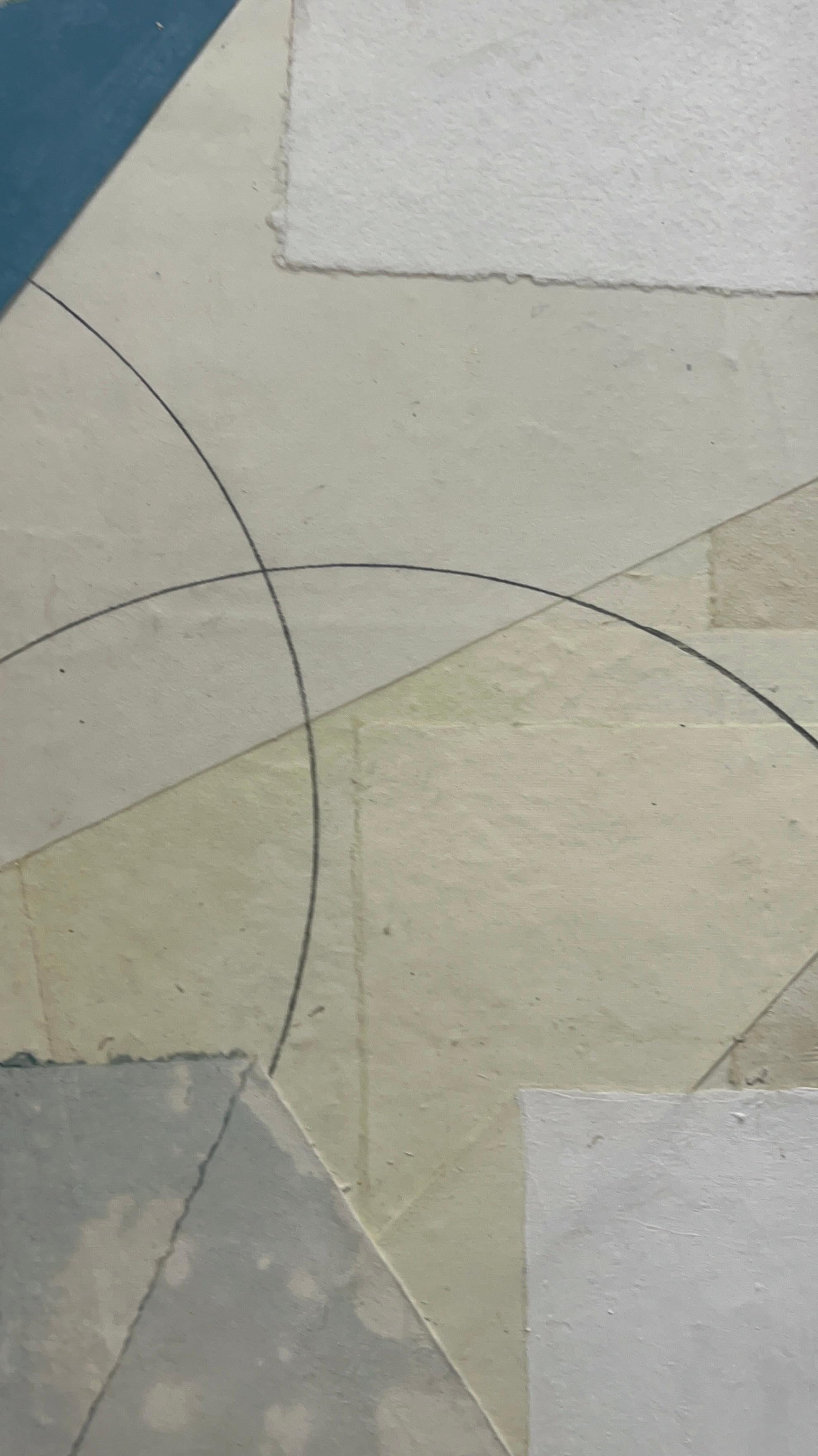 Neutral Abstract Rain Paper on Canvas Painting For Sale 1