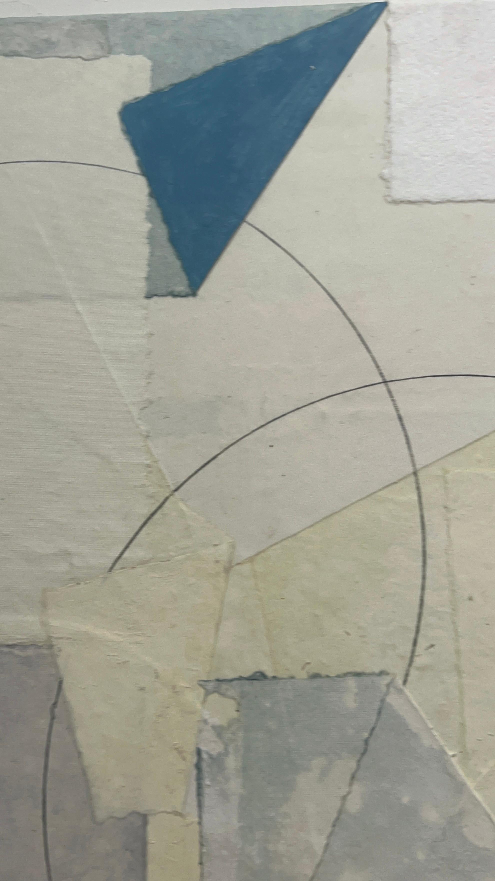 Neutral Abstract Rain Paper on Canvas Painting For Sale 2