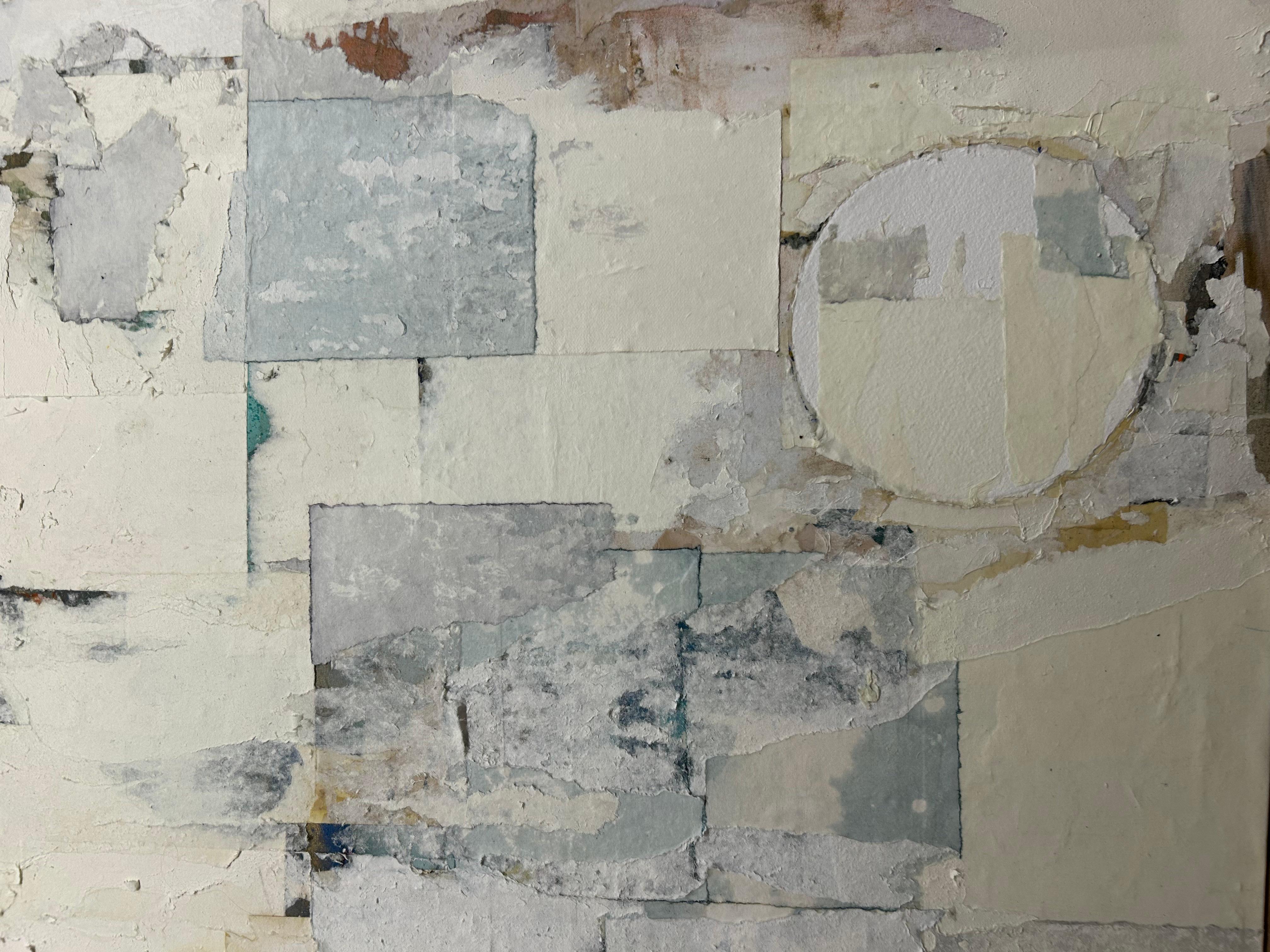 Collage multimedia de naturaleza sobre lienzo - Mixed Media Art Geométrico abstracto de Nancy Pantirer