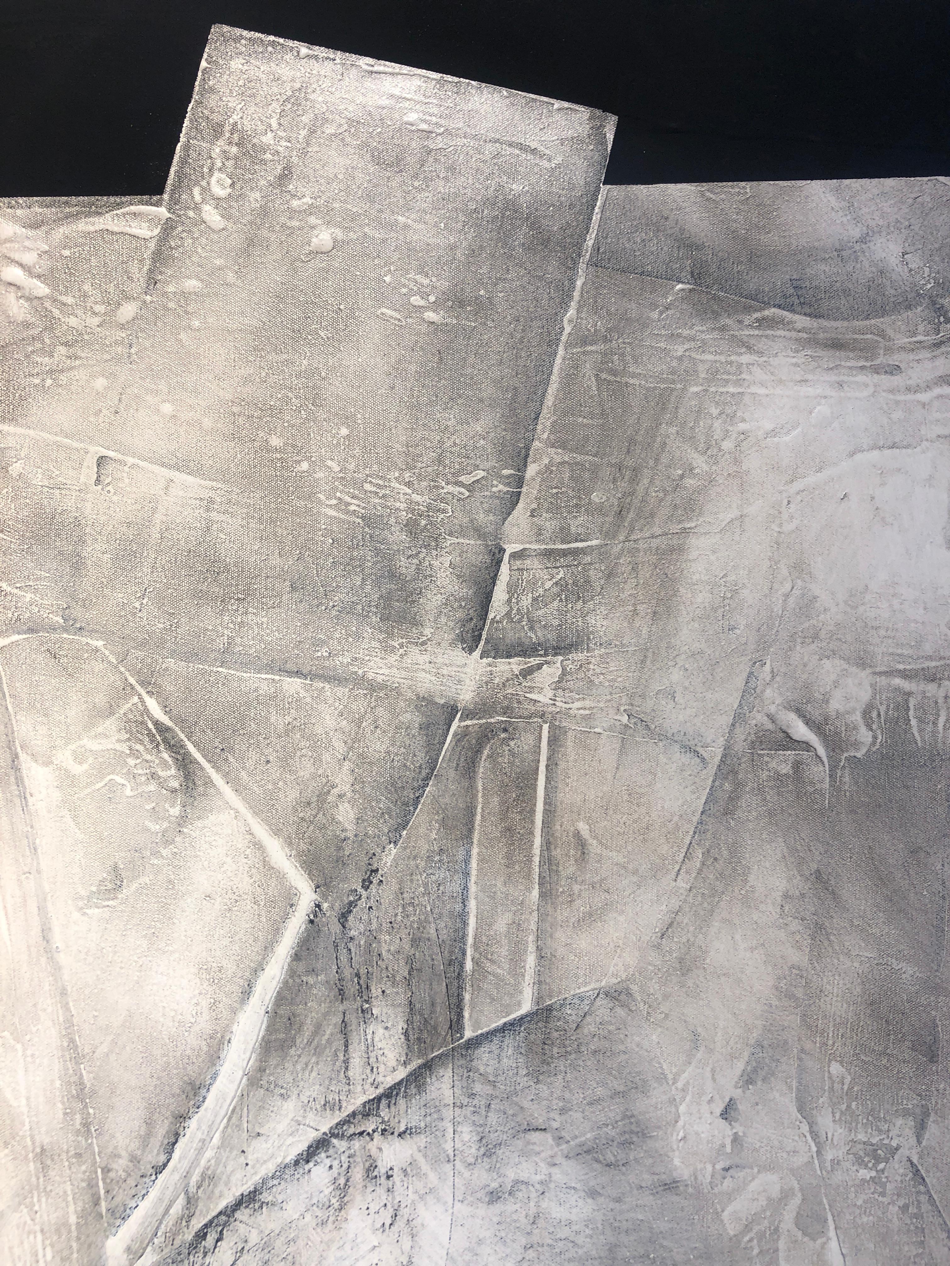 Breaking Out: Abstract Contemporary Acrylic Painting - Gray Abstract Painting by Nancy Pantirer
