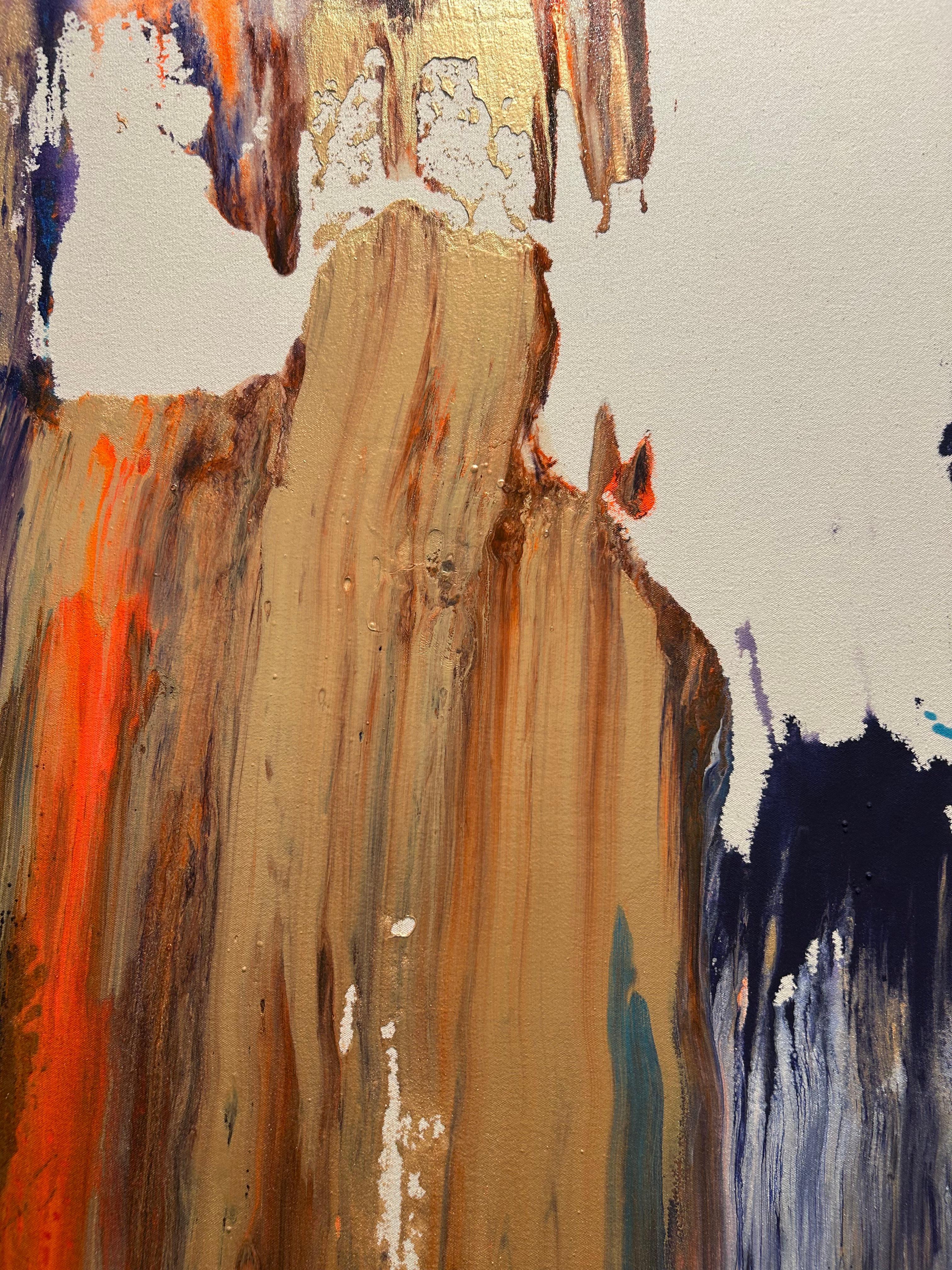 Pittura colorata dell'espressionismo astratto - Abstract Painting Marrone di Nancy Pantirer