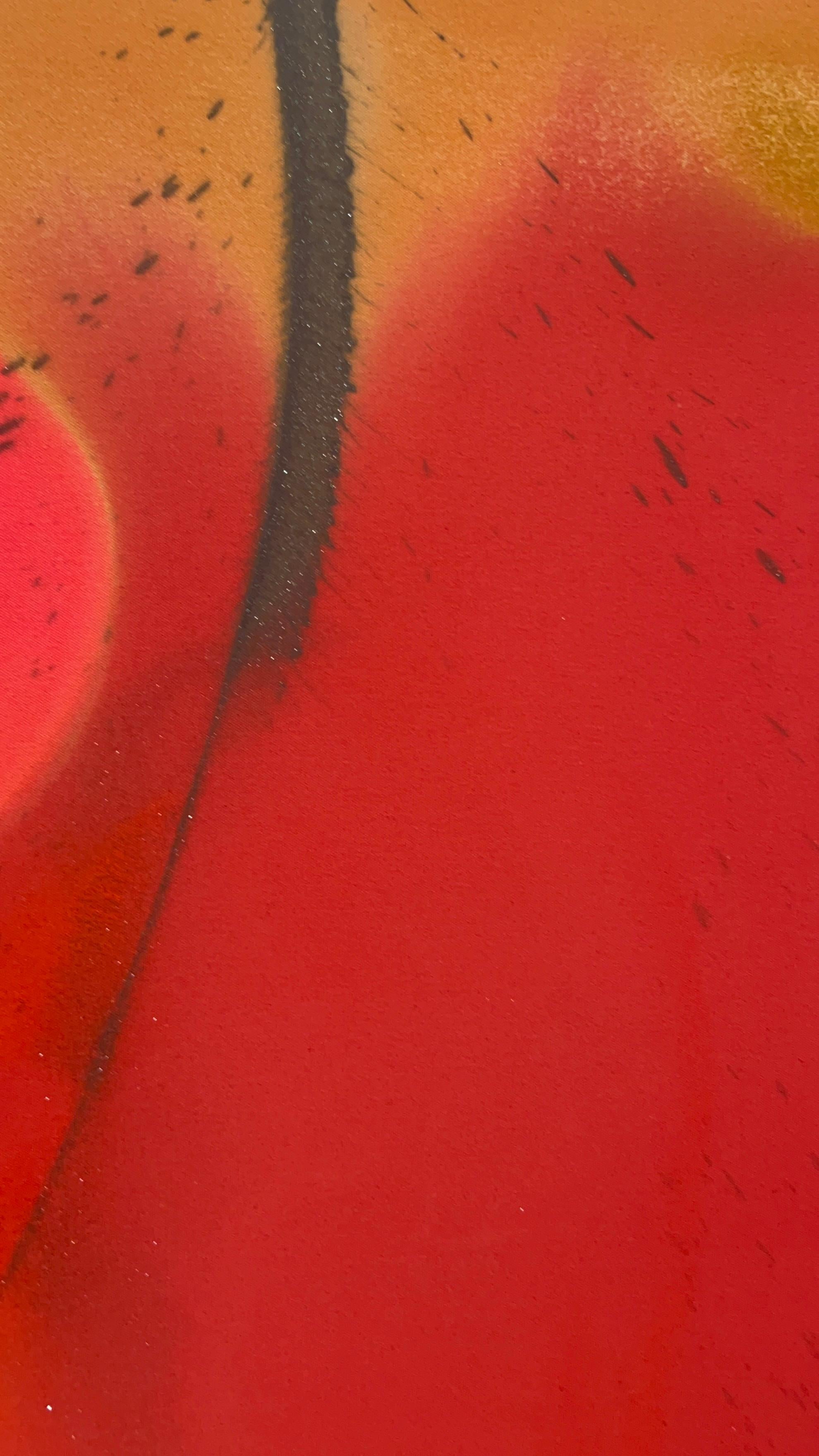 Rosa und Orange Bunte Abstrakte Zeitgenössische Landschaftsmalerei – Painting von Nancy Pantirer