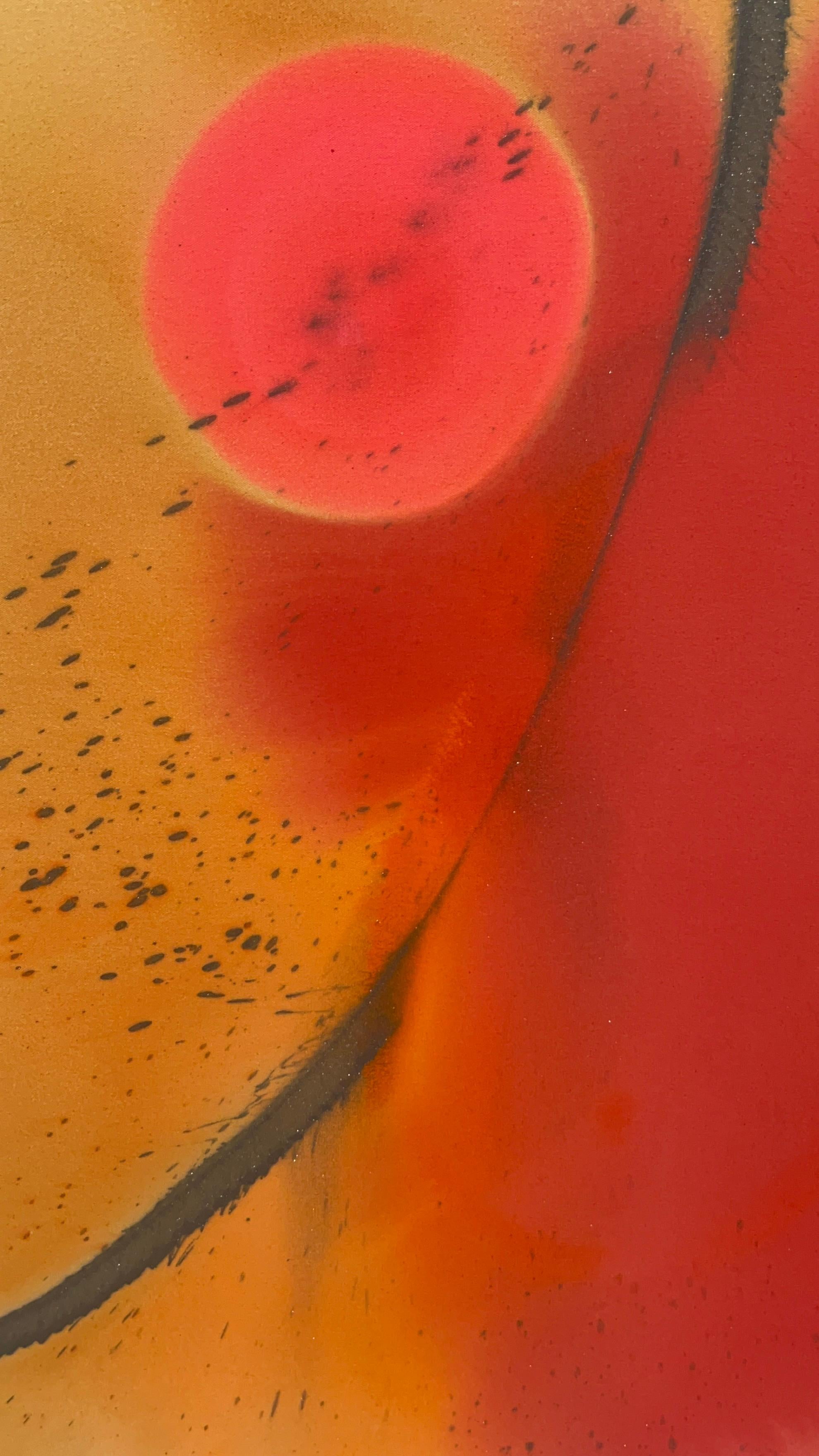 Rosa und Orange Bunte Abstrakte Zeitgenössische Landschaftsmalerei im Angebot 1