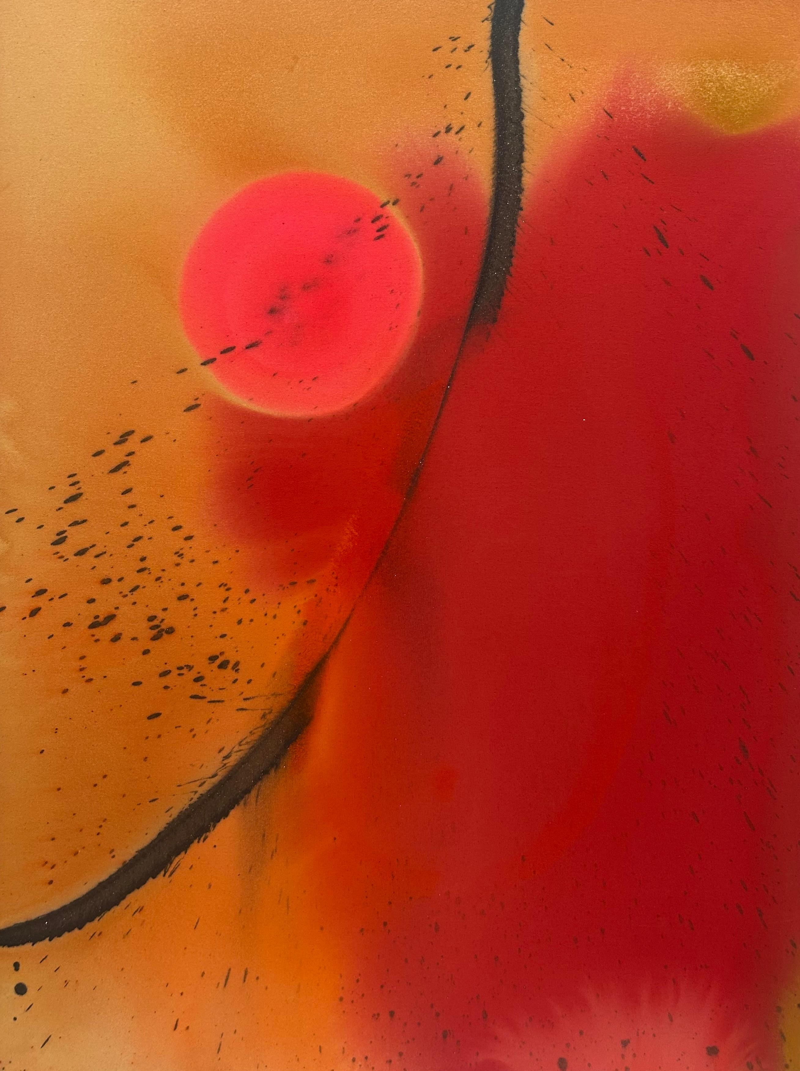 Nancy Pantirer Landscape Painting – Rosa und Orange Bunte Abstrakte Zeitgenössische Landschaftsmalerei