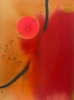 Pittura astratta colorata rosa e arancione di paesaggio contemporaneo