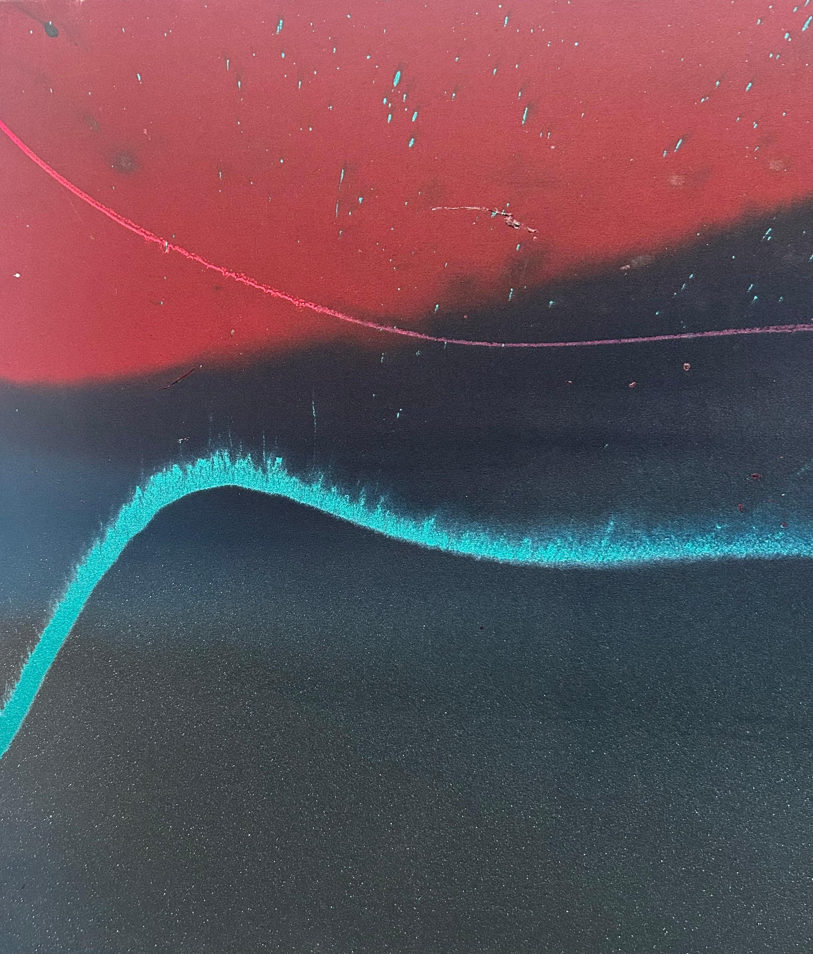 Contemporary Landscape Abstrakte Eisenglimmermalerei (Schwarz), Abstract Painting, von Nancy Pantirer