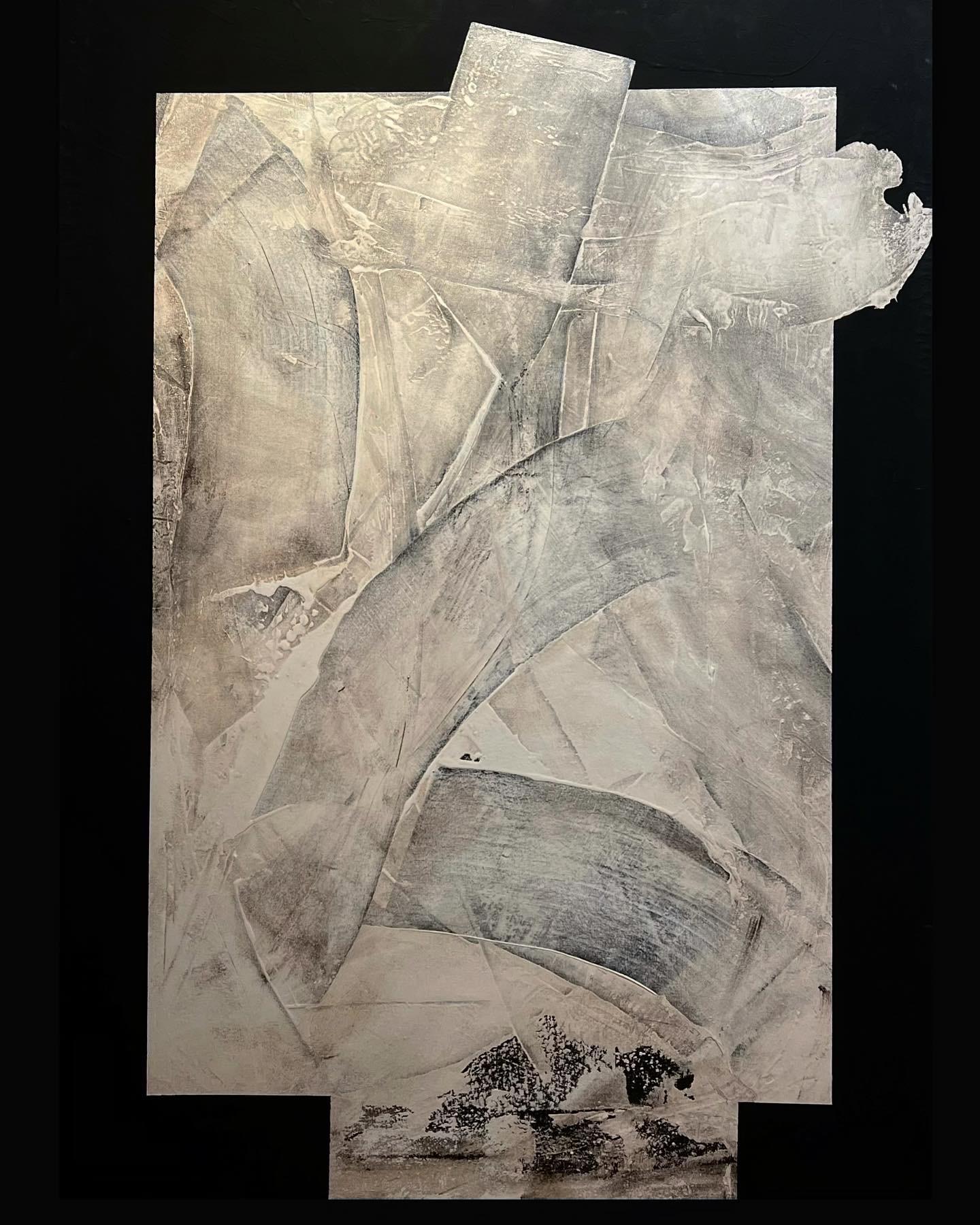 Nancy Pantirer
Breaking Out
Acrylic paint on canvas
59 x 44 in

This contemporary abstract acrylic on canvas invites you to explore the delicate dance between matter and non-matter, where negative space speaks volumes. 
 
Pantirer orchestrates a
