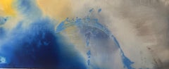 Spirito: Pittura ad olio astratta blu e gialla su tela