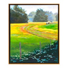 "Cows Coming Home" Contemporary Naturalistic Pastoral Landscape Nature Painting