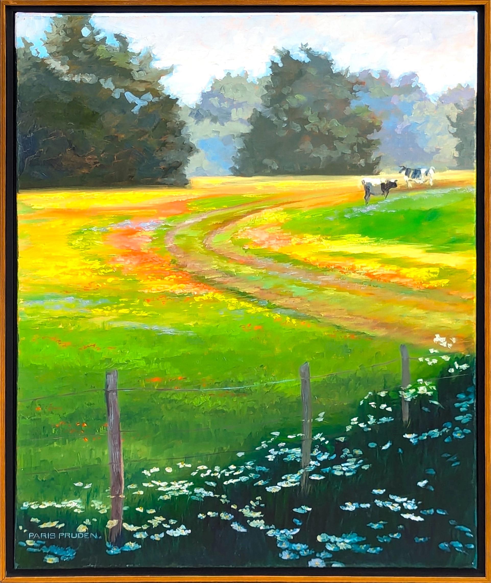"Cows Coming Home" Contemporary Naturalistic Pastoral Landscape Nature Painting