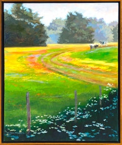 "Cows Coming Home" Contemporary Naturalistic Pastoral Landscape Nature Painting