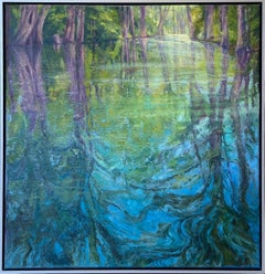 "Cypress Creek" Pittura naturalistica contemporanea di paesaggio fluviale Nature