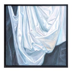 "Dreams in Black and White 2" Contemporary Still Life Realistic Drapery Painting
