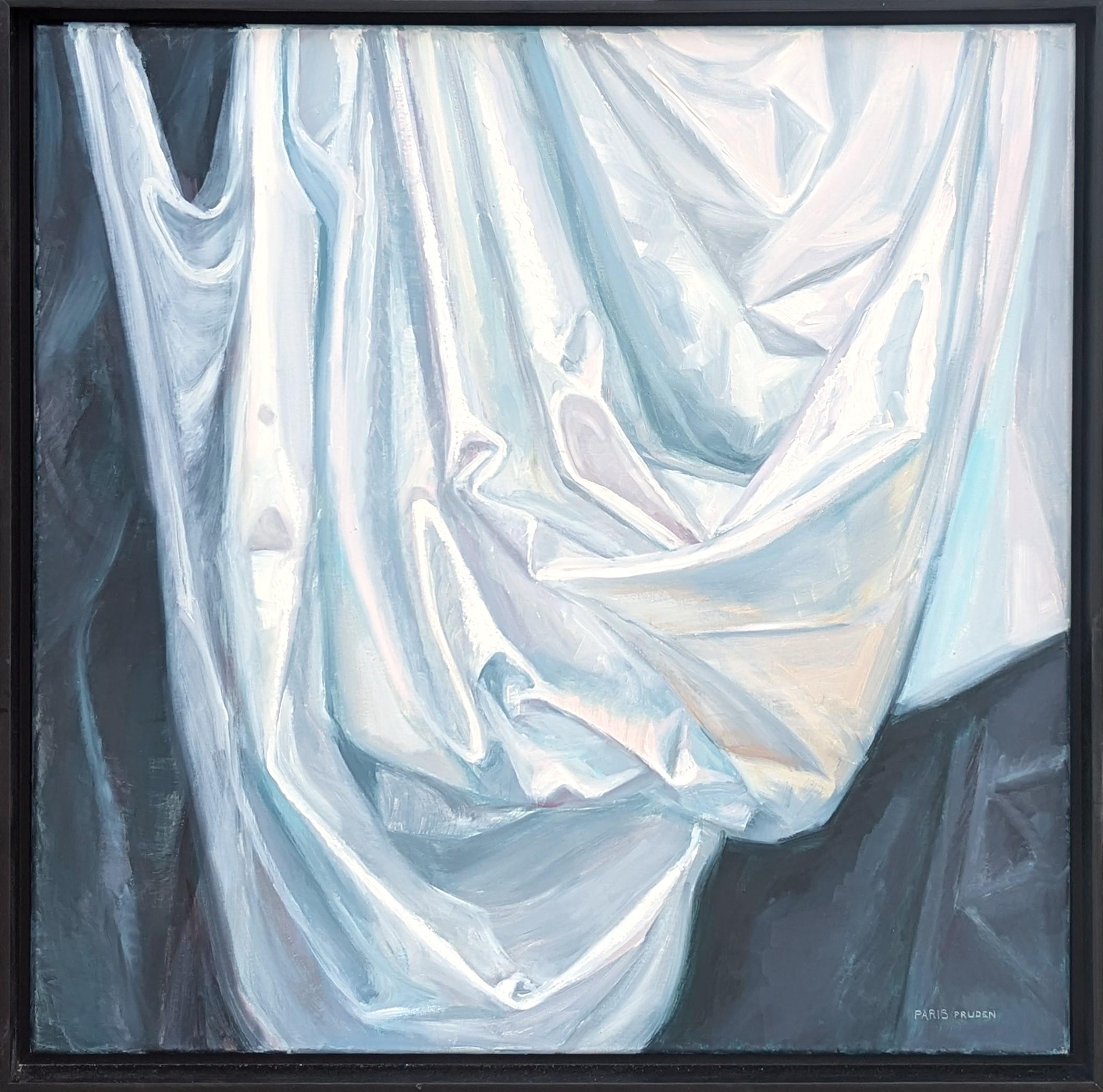 "Rêves en noir et blanc 2" Nature morte contemporaine Peinture drapée réaliste.