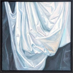 "Rêves en noir et blanc 2" Nature morte contemporaine Peinture drapée réaliste.