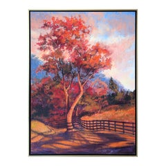 "Orange Light" Contemporary Naturalistic Forested Nature Path Landscape Painting