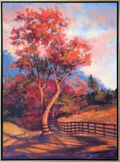 "Orange Light" Contemporary Naturalistic Forested Nature Path Landscape Painting