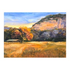 "Sunset at The Horse Barn" Contemporary Naturalistic Pastoral Landscape Painting