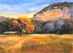 "Sunset at The Horse Barn" Contemporary Naturalistic Pastoral Landscape Painting
