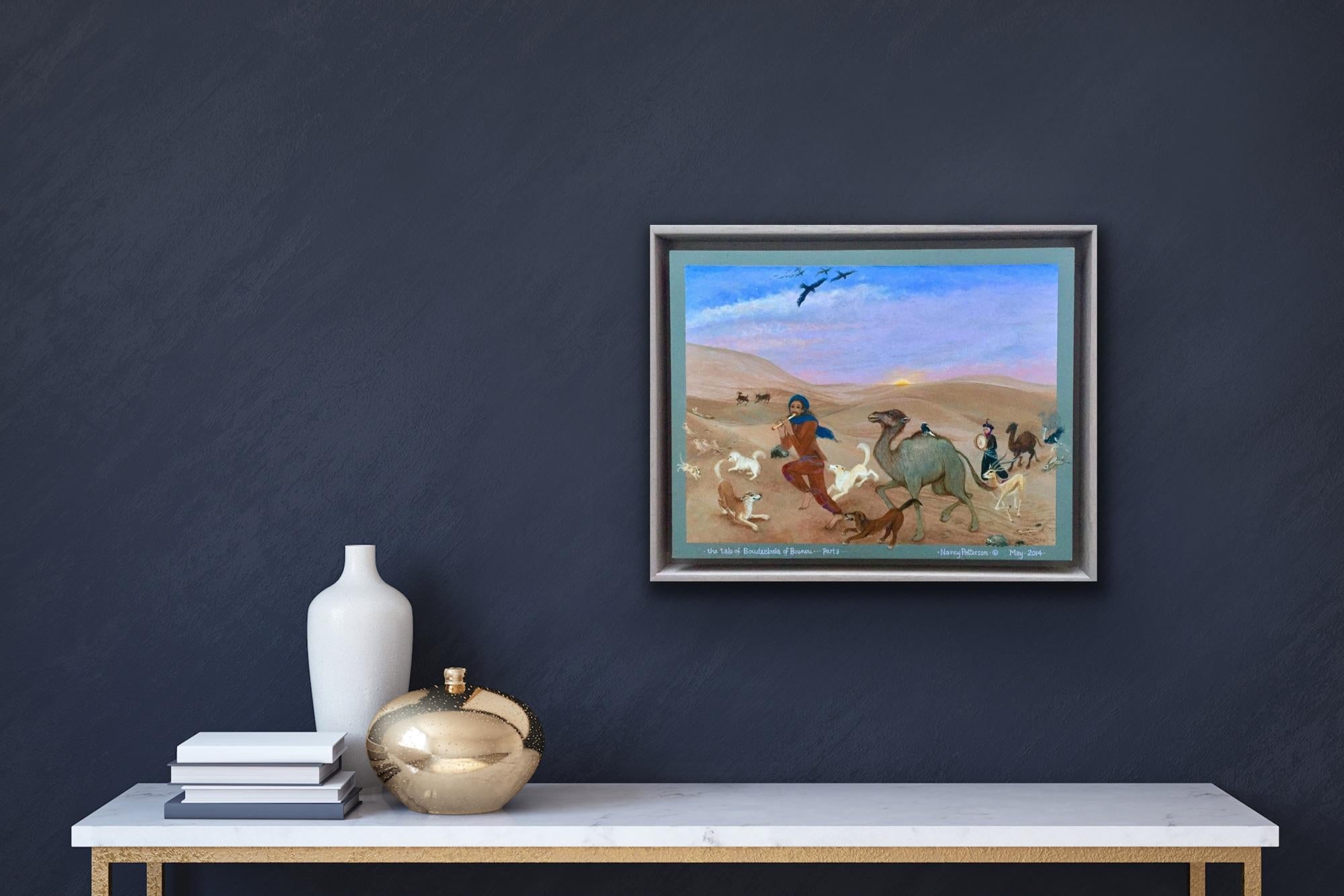 Peinture d'art populaire africain, danse, musique, animal, marocain, désert Gnawa, chien, camel en vente 10