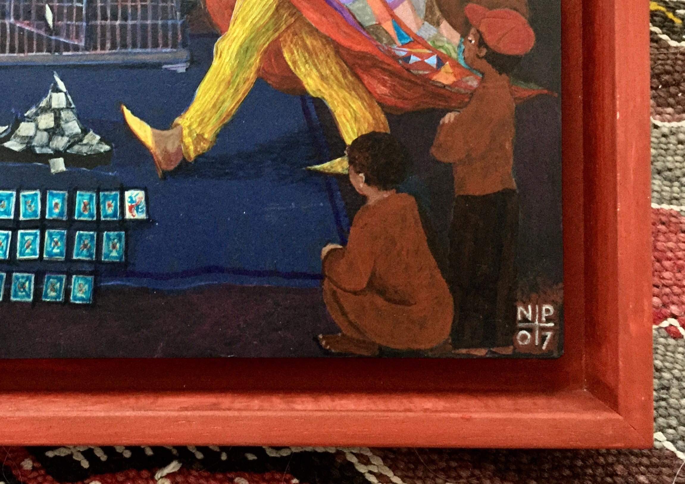 Animal Pintura Arte Popular Pintura Narrativa Marruecos África Mago Rojo/Naranja 2