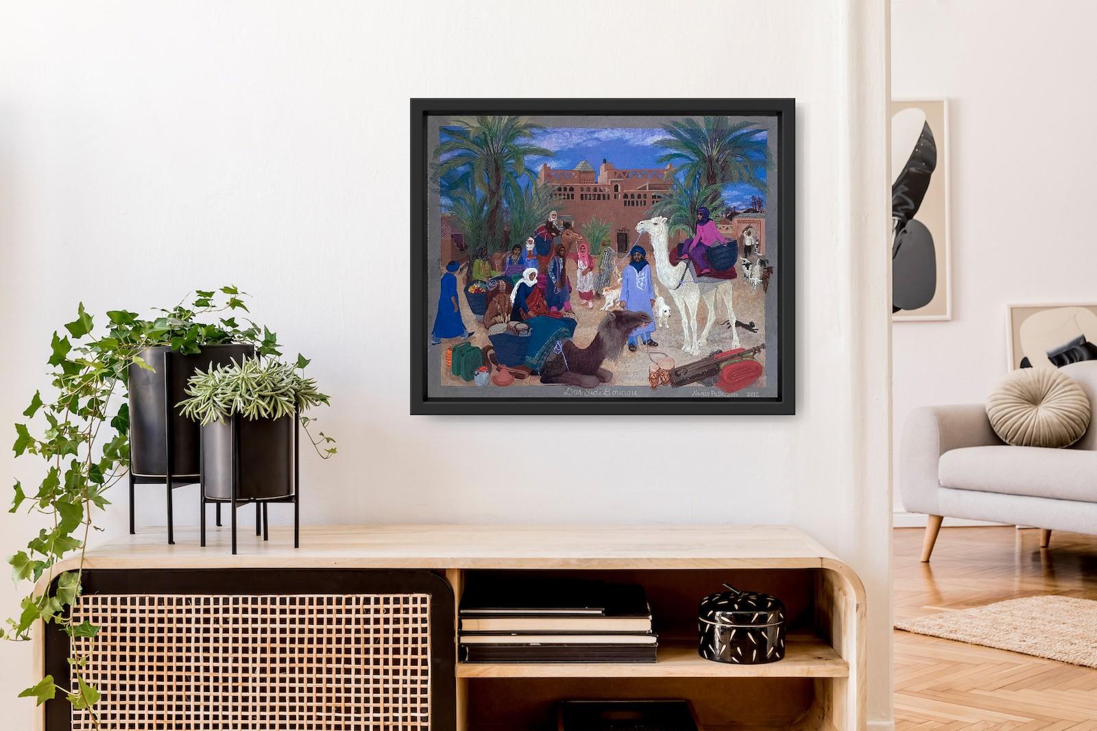 Folk Art Limited Edition Print 1/20 Morocco African Desert Voyage Dogs Camels 9