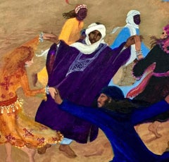 Folk Art Limited Edition Print 1/20  Morocco Desert Dance Dogs Camels Dunes Moon