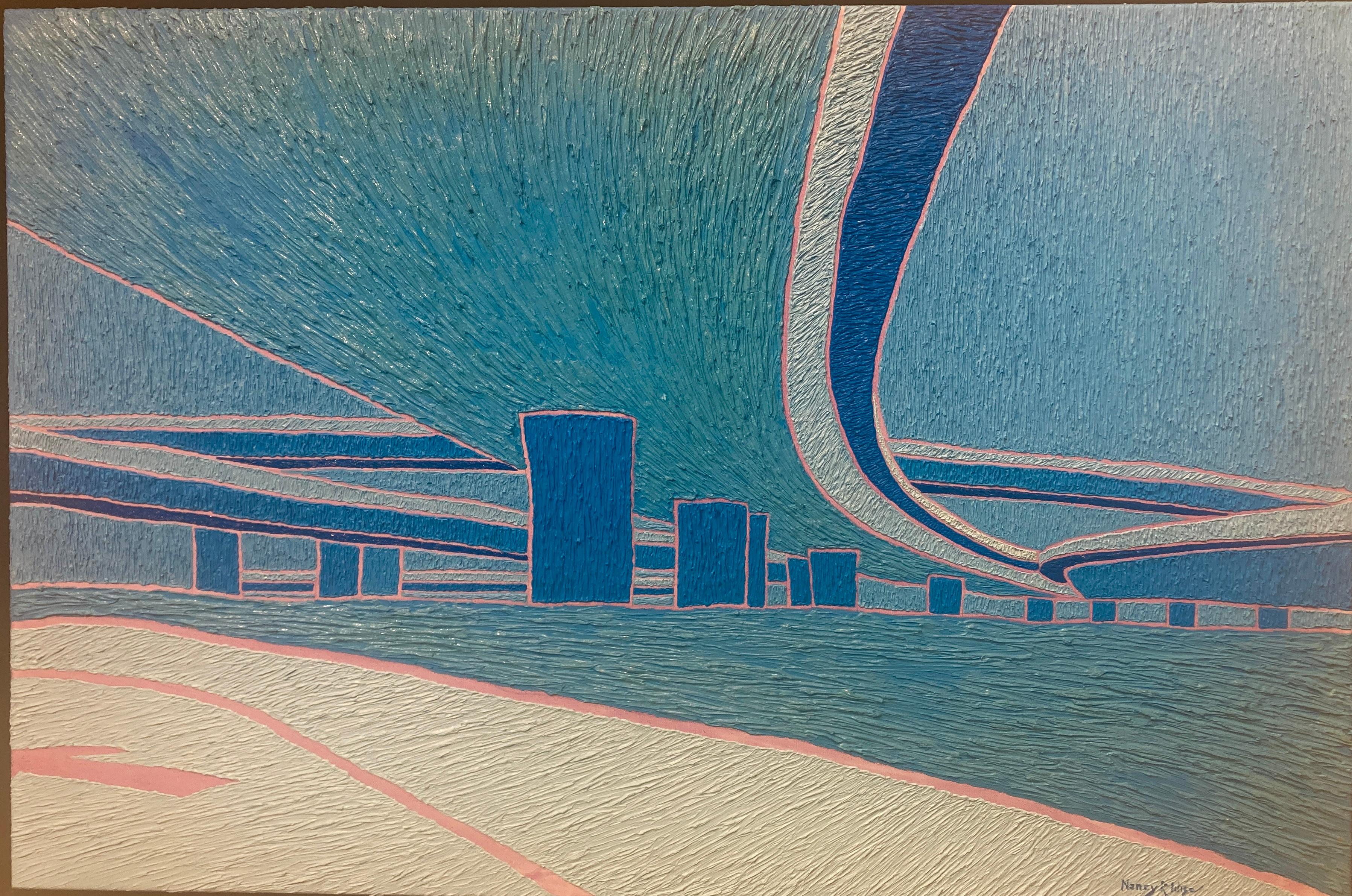 Landscape Painting di Nancy R. Wise - Blues da cavalcavia