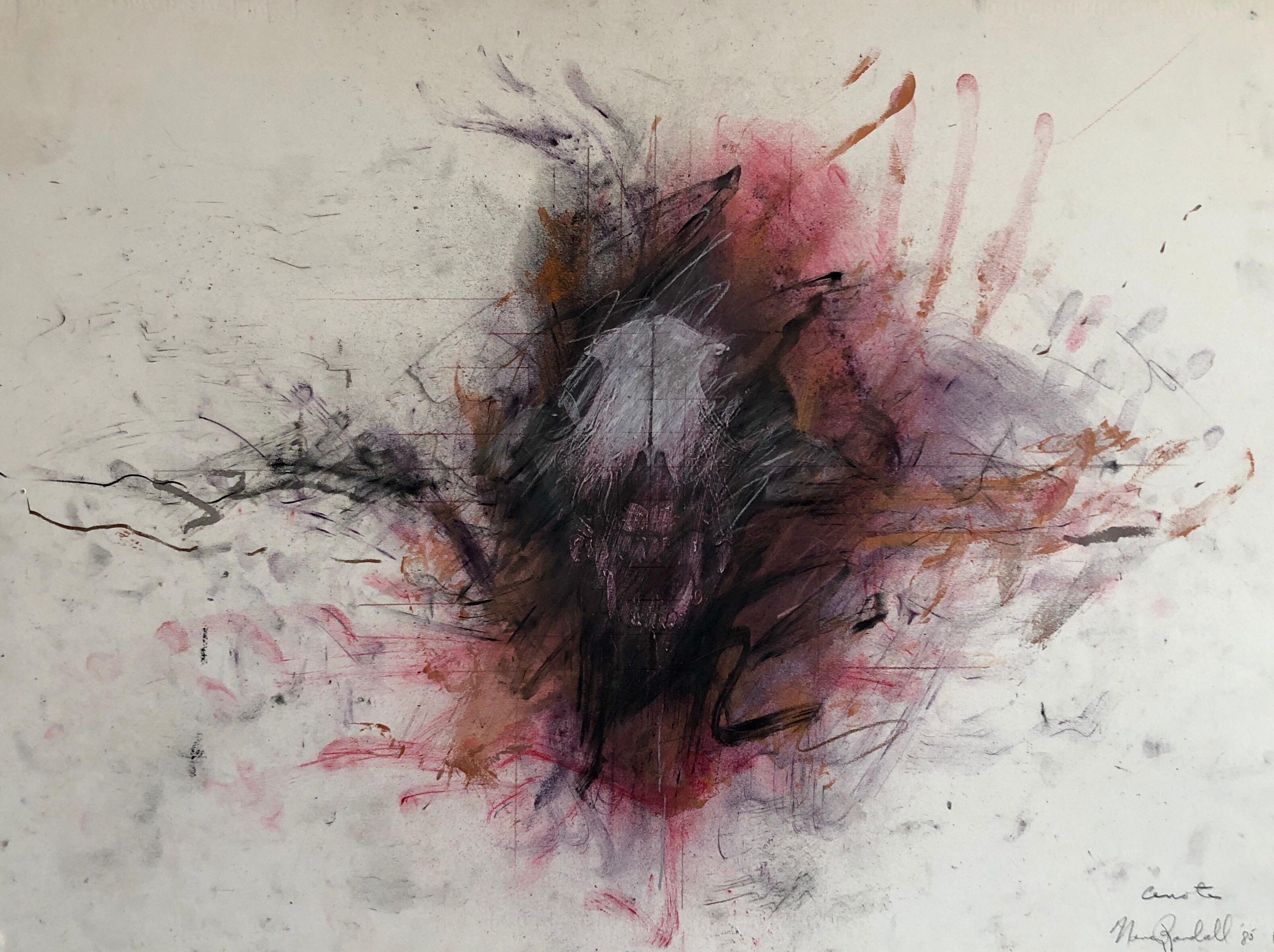 Peinture technique mixte abstraite figurative d'une femme artiste du Minnesota