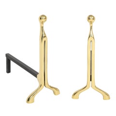Nancy Ruben Pair of Andirons in Polished Brass 1980s