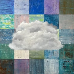 “Cloud over colors” Mixed media on canvas  20" x 20"  Harmony and Contrast