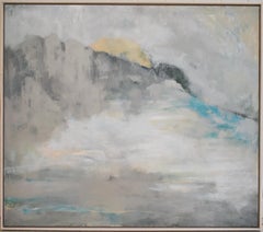 Over the Moon (Contemporary Abstracted Landscape Painting, Reflecting Moonlight)