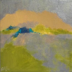 Walkers (Ethereal Abstracted Landscape in Chartreuse, Peach, Yellow, and Teal)